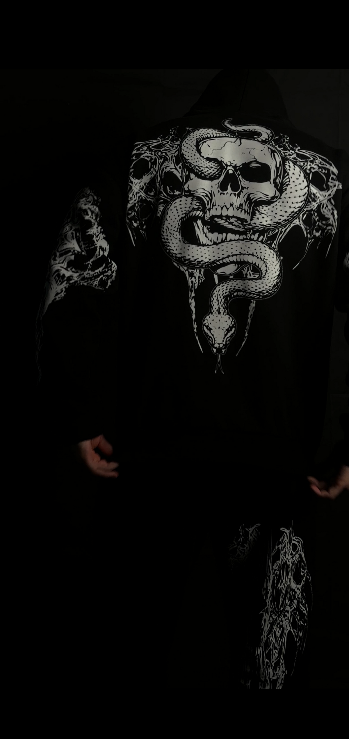 Black Graphic Hoodie & Pants Set